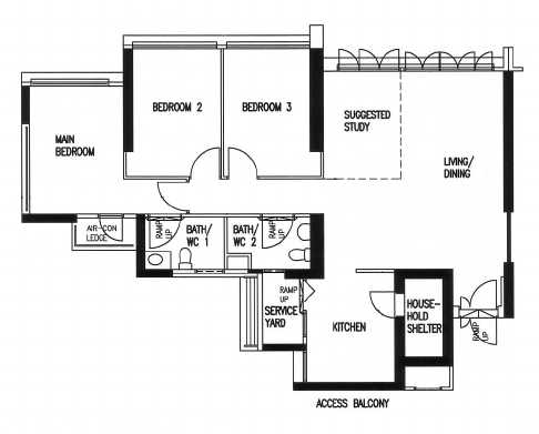 5-Room Floor Plan of Kim Tian Green
