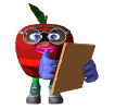 Animated apple holding A+ report
