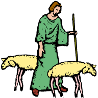 Shepherd watching over his sheep